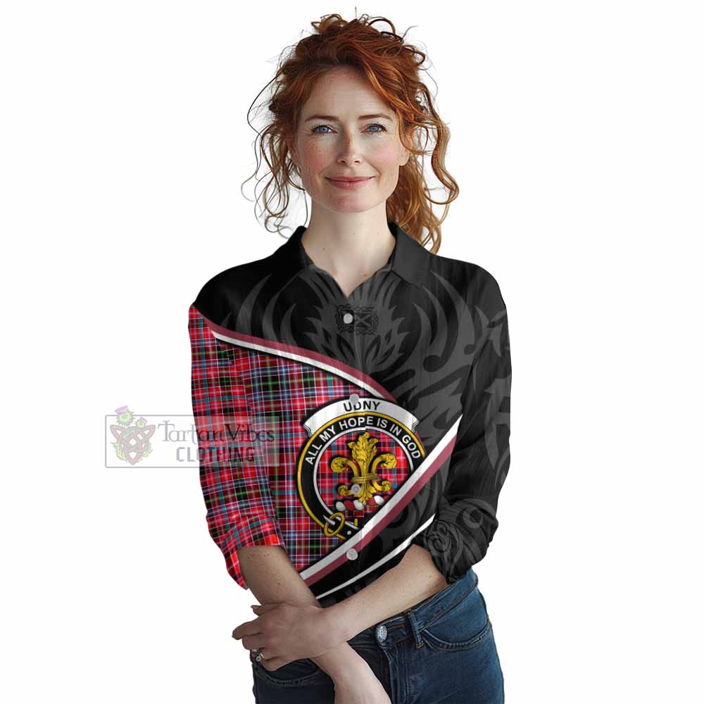 Udny Tartan Family Crest Women Casual Shirt Celtic Scottish Thistle Floral - Tartan Vibes Clothing