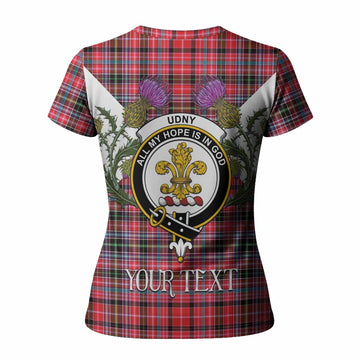 Udny Tartan Family Crest Women T shirt Scottish Burns Night Thistle Floral