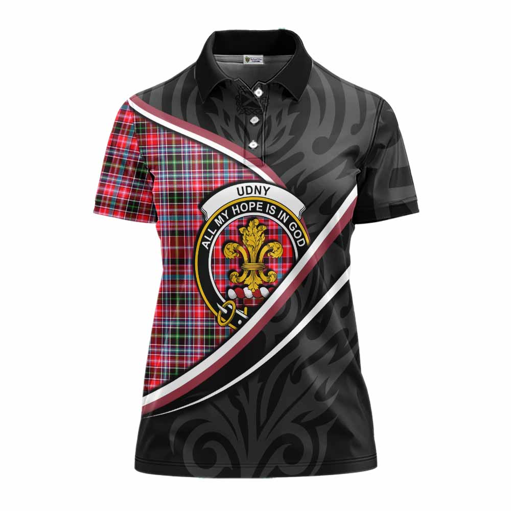 Udny Tartan Family Crest Women's Polo Shirt Celtic Scottish Thistle Floral - Tartan Vibes Clothing