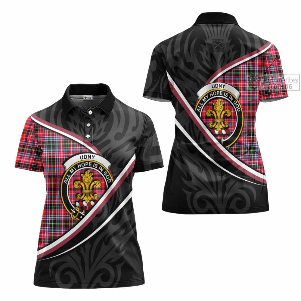 Udny Tartan Family Crest Women's Polo Shirt Celtic Scottish Thistle Floral - Tartan Vibes Clothing