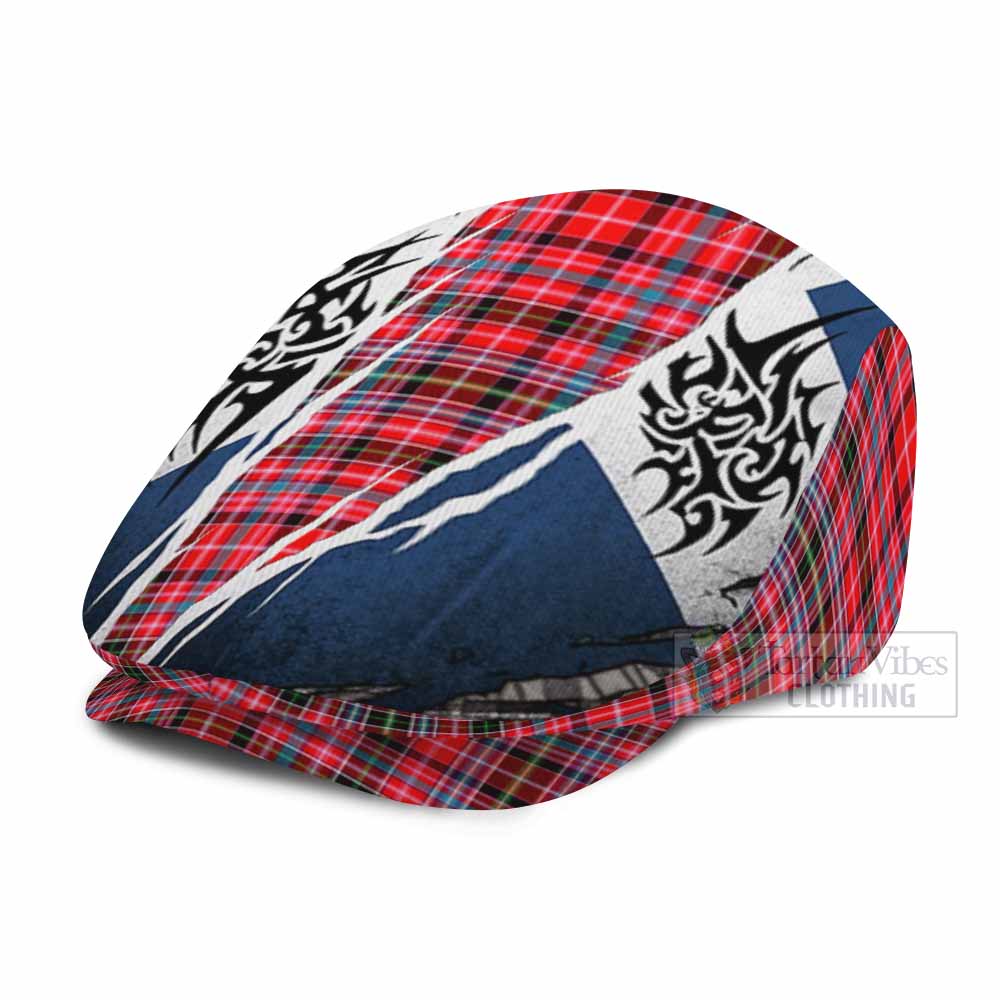 Udny Tartan Flat Cap, Jeff Cap Scotland Flag Ripped Tribal Design