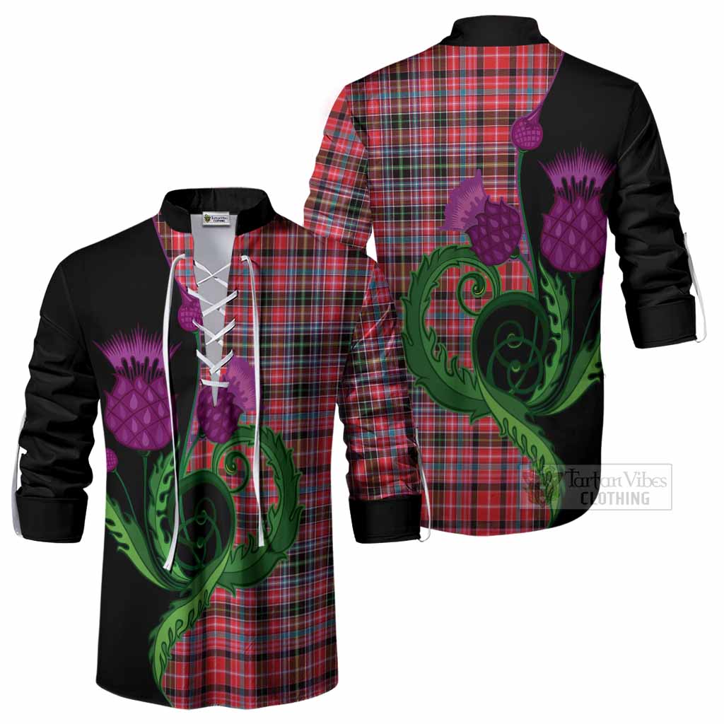 Udny Tartan Ghillie Shirt Traditional Scottish Thistle