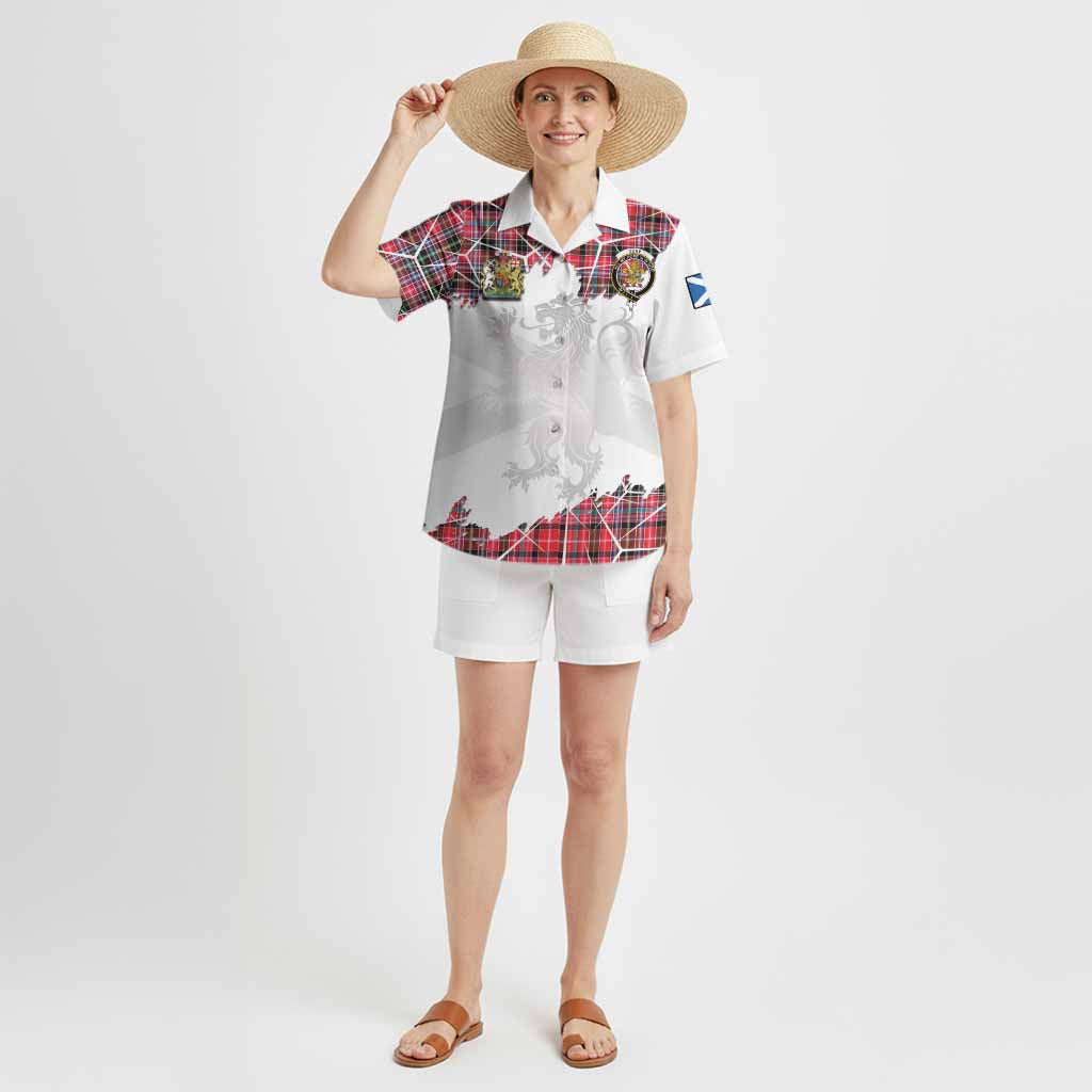 Udny Tartan Hawaiian Shirt with Family Crest and Lion Rampant Grunge Style