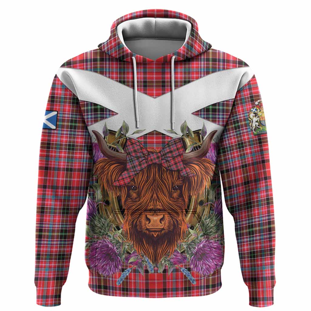 Udny Tartan Hoodie Scottish Thistle Heilan Coo