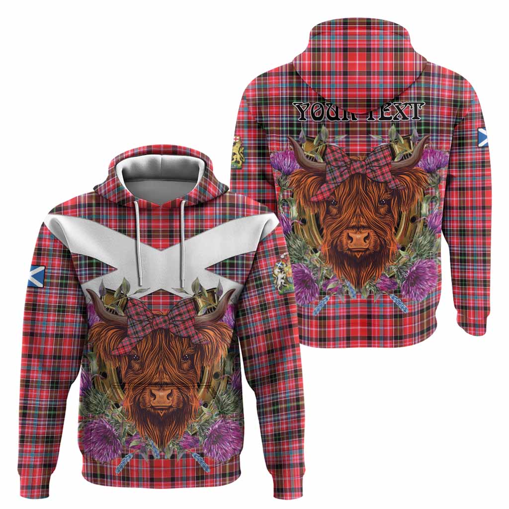 Udny Tartan Hoodie Scottish Thistle Heilan Coo