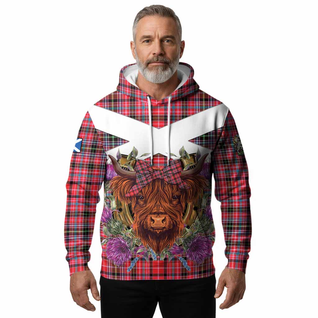 Udny Tartan Hoodie Scottish Thistle Heilan Coo
