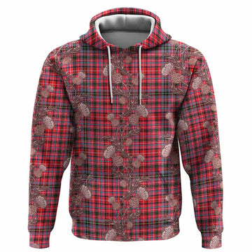Udny Tartan Hoodie Seamless Scottish Thistle Flowers