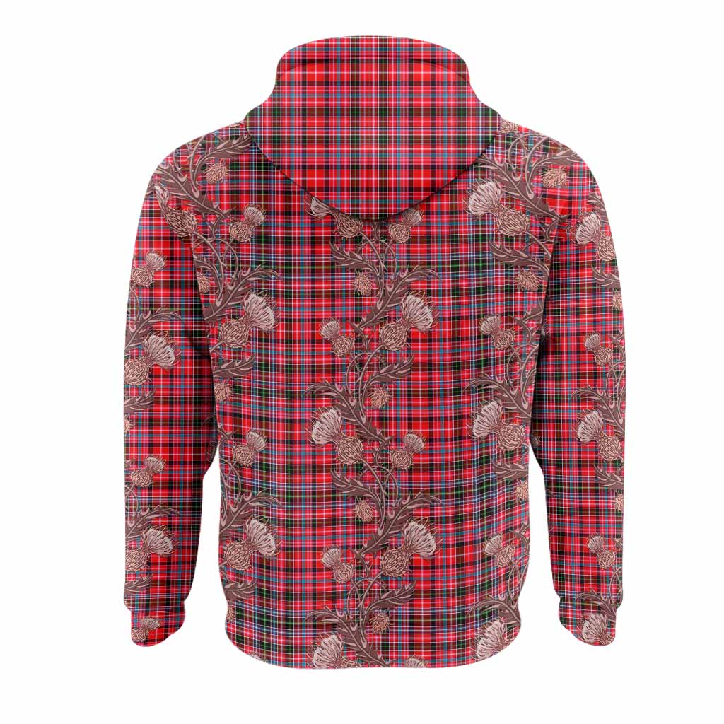 Udny Tartan Hoodie Seamless Scottish Thistle Flowers
