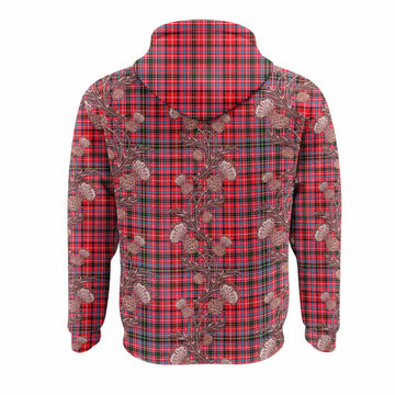 Udny Tartan Hoodie Seamless Scottish Thistle Flowers