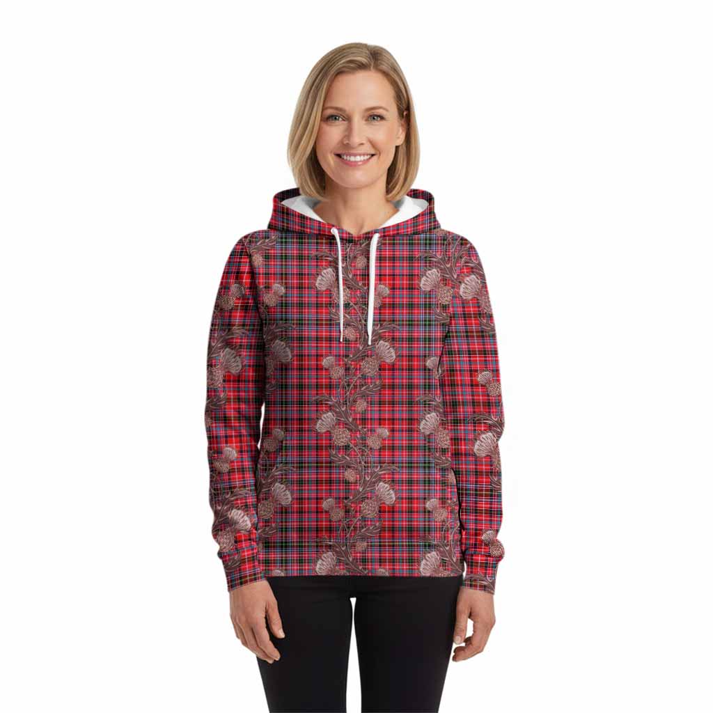 Udny Tartan Hoodie Seamless Scottish Thistle Flowers