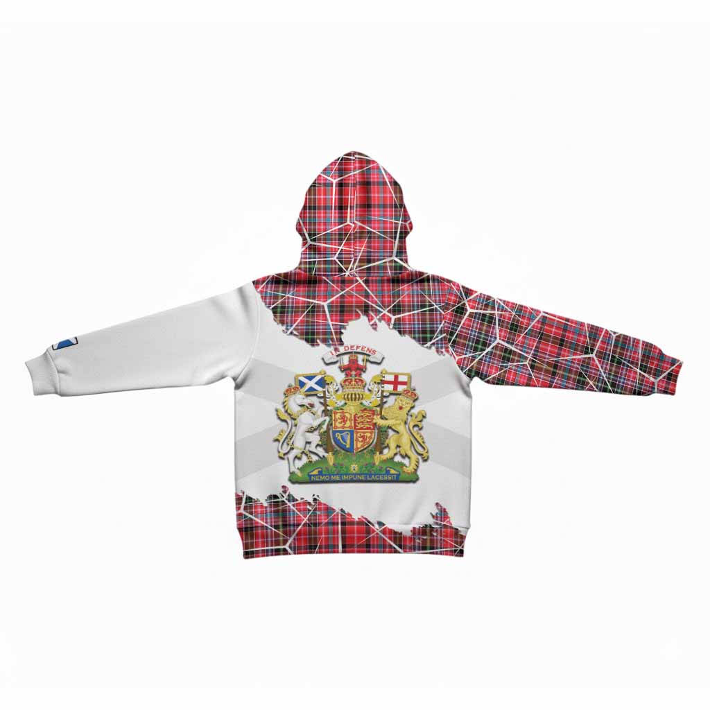 Udny Tartan Kid Hoodie with Family Crest and Lion Rampant Grunge Style