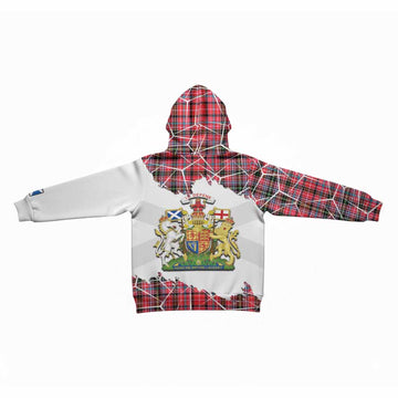 Udny Tartan Kid Hoodie with Family Crest and Lion Rampant Grunge Style