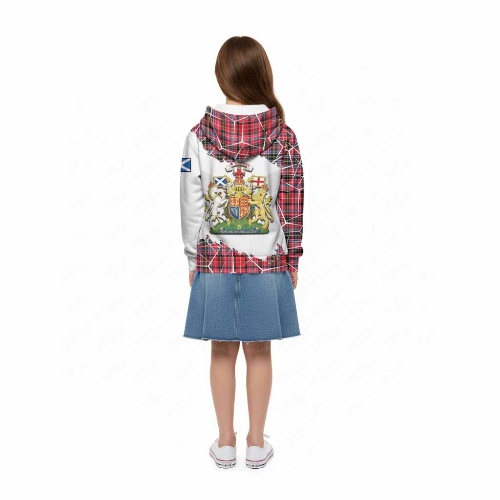 Udny Tartan Kid Hoodie with Family Crest and Lion Rampant Grunge Style