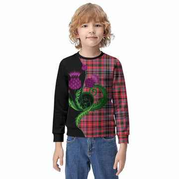 Udny Tartan Kid Knitted Sweatshirt Traditional Scottish Thistle