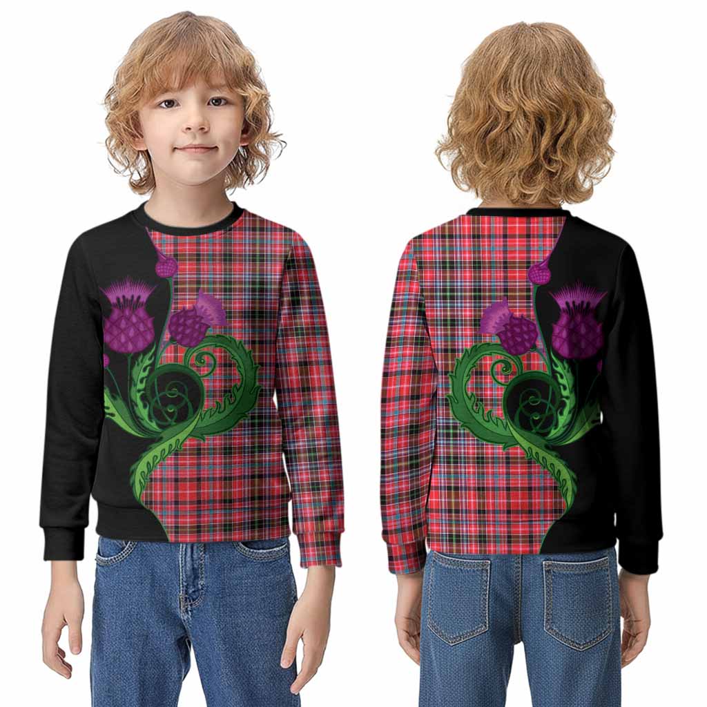 Udny Tartan Kid Knitted Sweatshirt Traditional Scottish Thistle