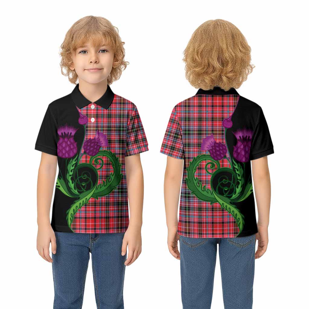 Udny Tartan Kid Polo Shirt Traditional Scottish Thistle
