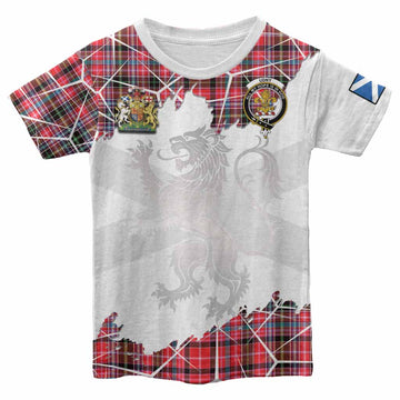 Udny Tartan Kid T-shirt with Family Crest and Lion Rampant Grunge Style