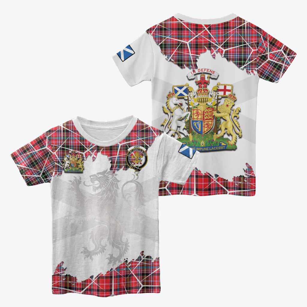 Udny Tartan Kid T-shirt with Family Crest and Lion Rampant Grunge Style