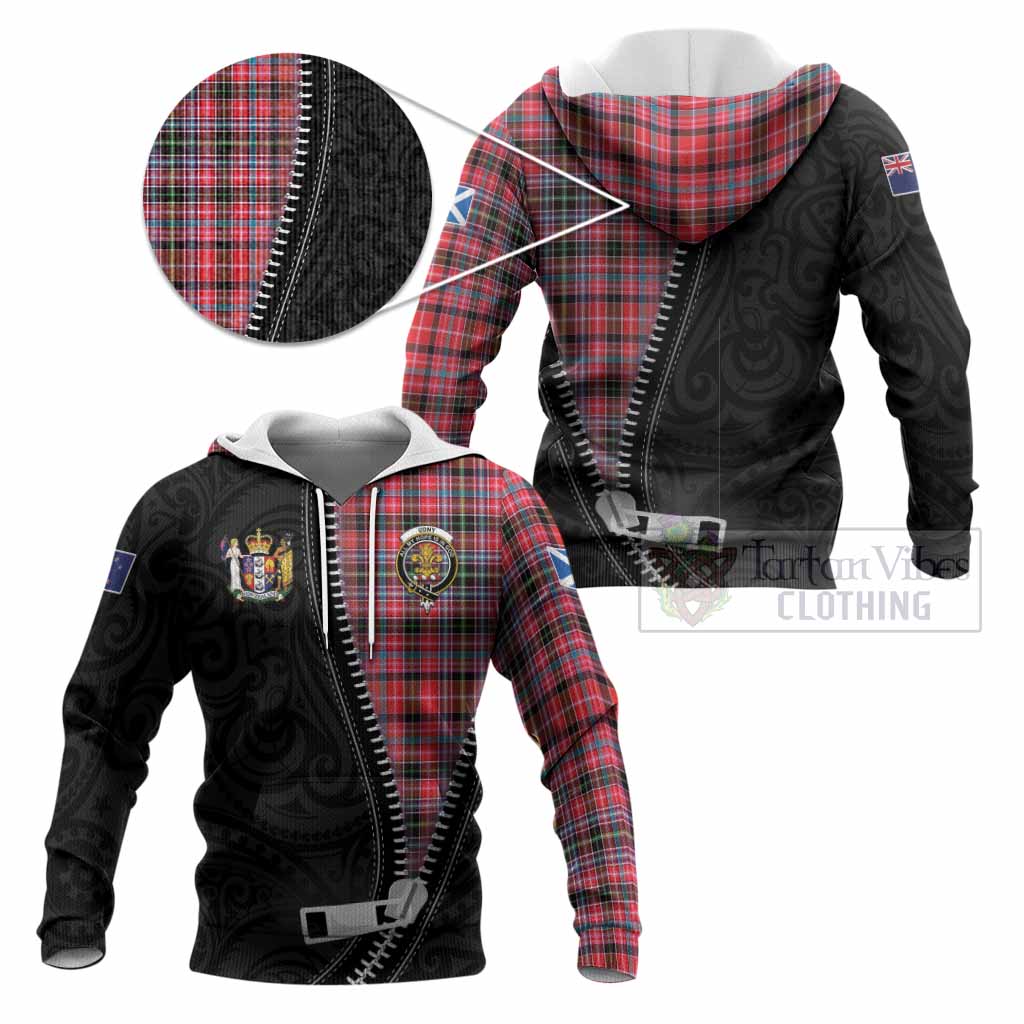Udny Tartan Knitted Hoodie New Zealand Pattern Unique Zipper Stylized