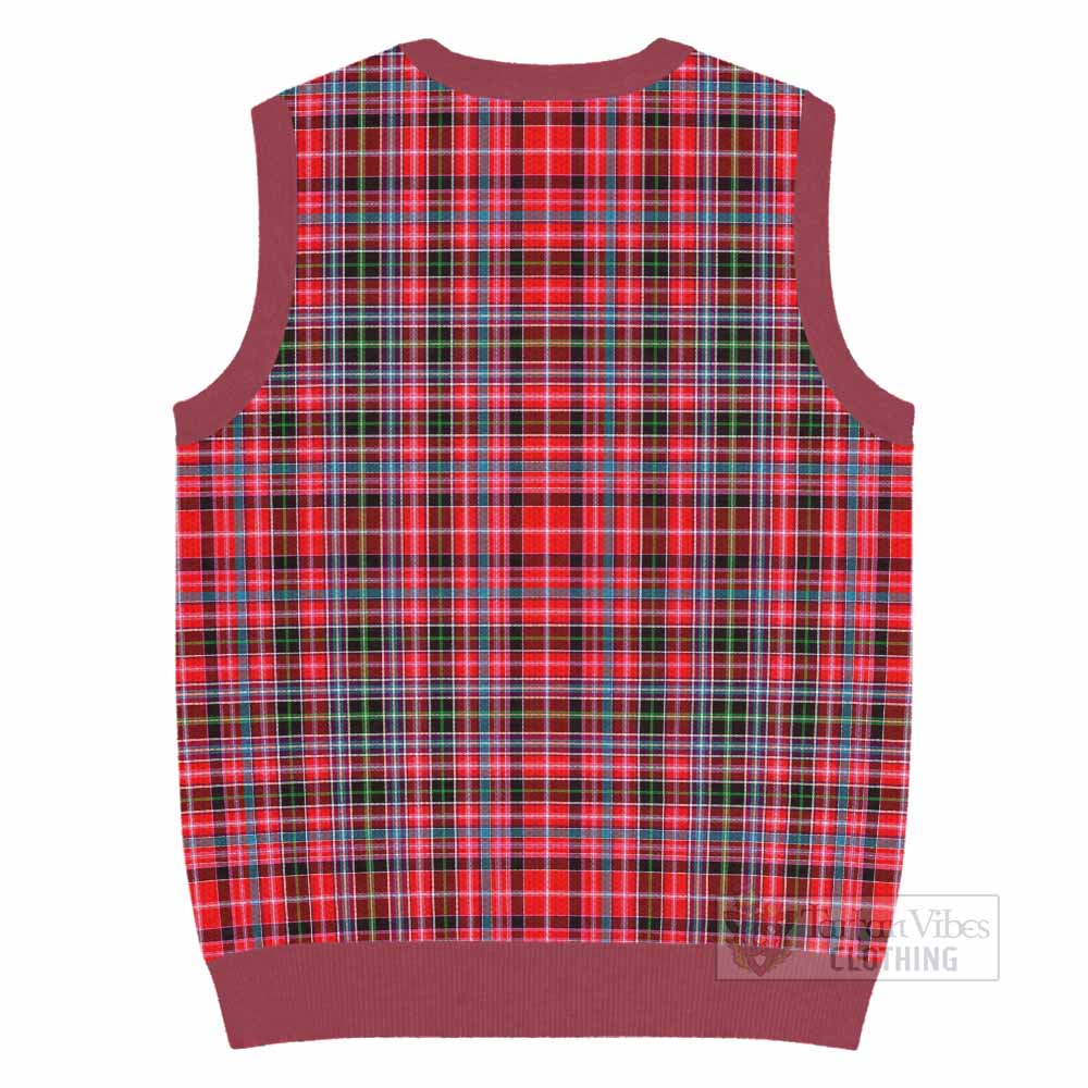Udny Tartan Knitted V-Neck Vest with Family Crest - Tartan Vibes Clothing