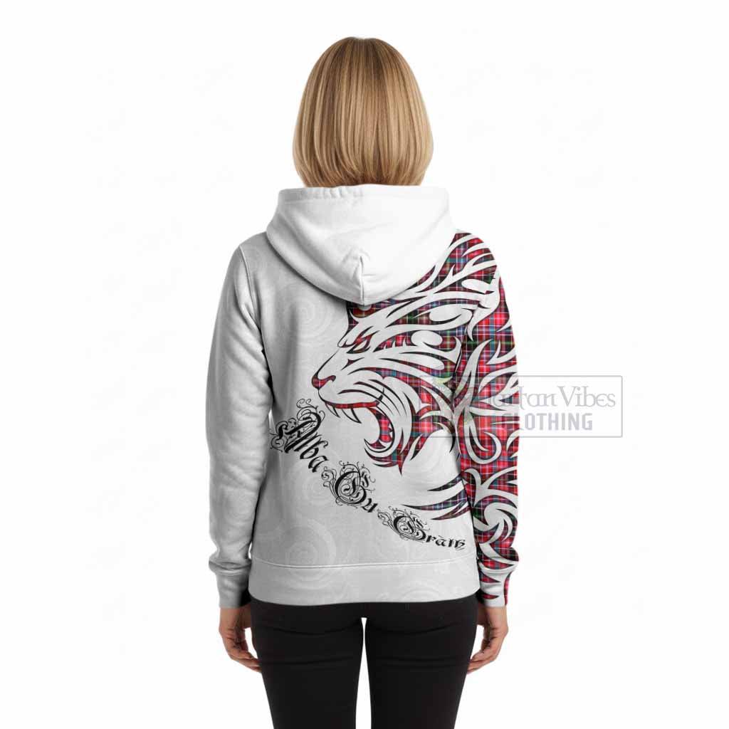 Udny Tartan Lion Roar Hoodie Alba Gu Brath with Celtic Motifs
