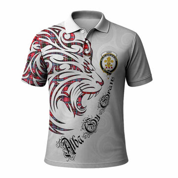 Udny Tartan Lion Roar Polo Shirt Alba Gu Brath with Celtic Motifs
