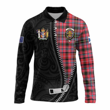 Udny Tartan Long Sleeve Polo Shirt New Zealand Pattern Unique Zipper Stylized