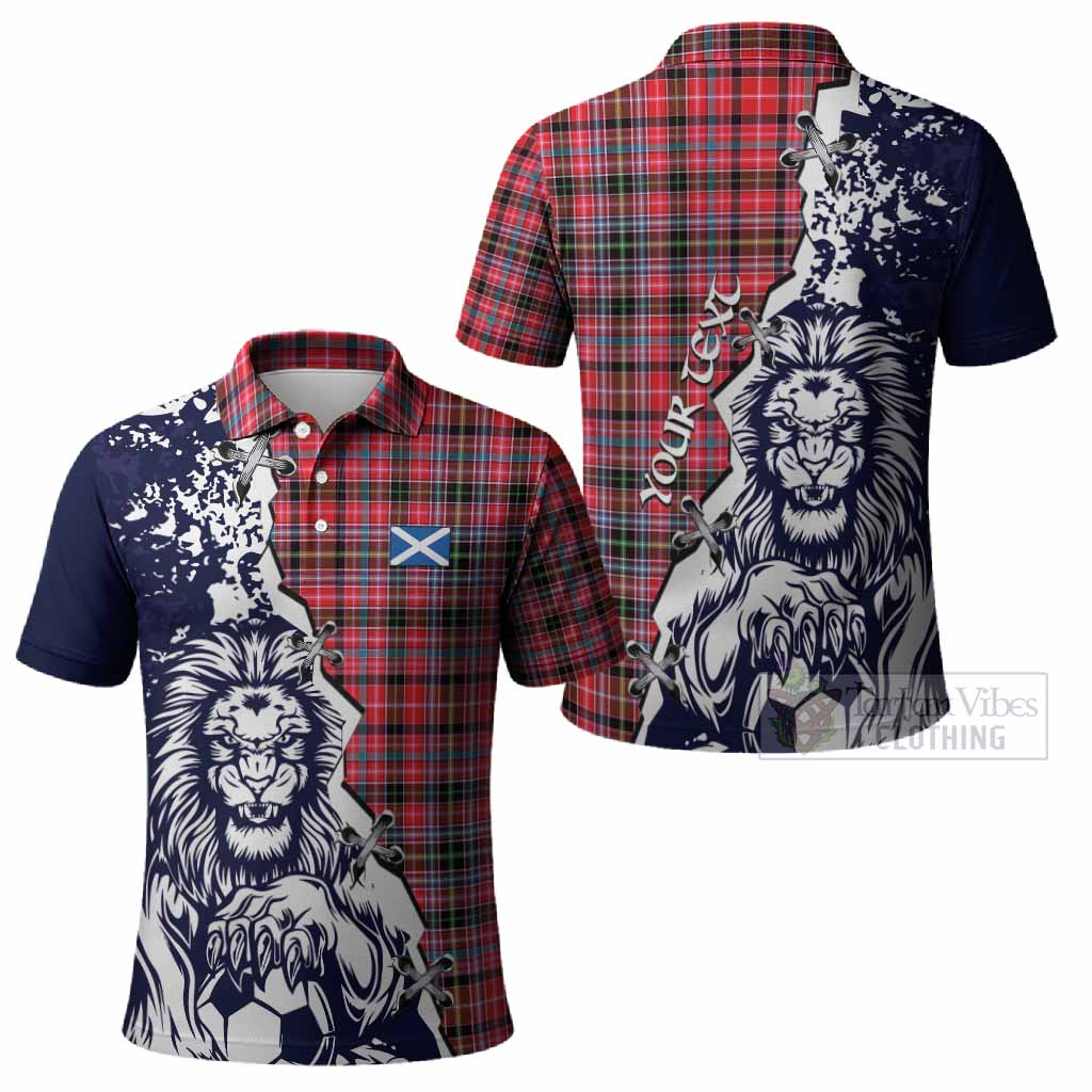 Udny Tartan Scottish Polo Shirt Angry Lion With Soccer Ball Style
