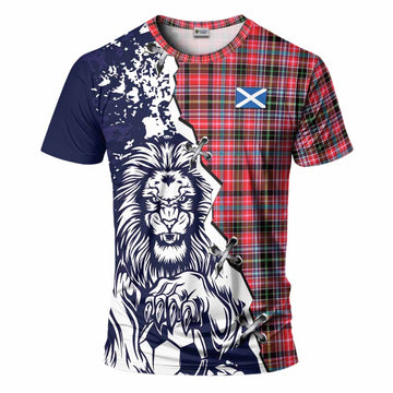 Udny Tartan Scottish T-Shirt Angry Lion With Soccer Ball Style