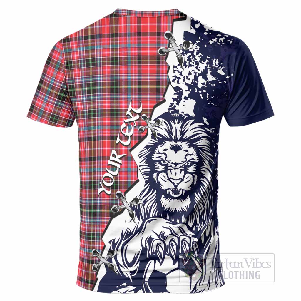 Udny Tartan Scottish T-Shirt Angry Lion With Soccer Ball Style