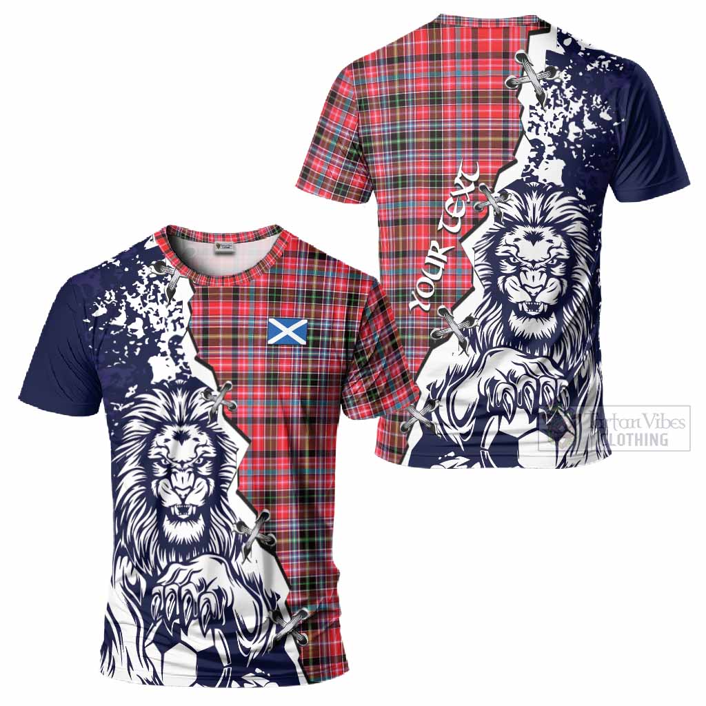 Udny Tartan Scottish T-Shirt Angry Lion With Soccer Ball Style