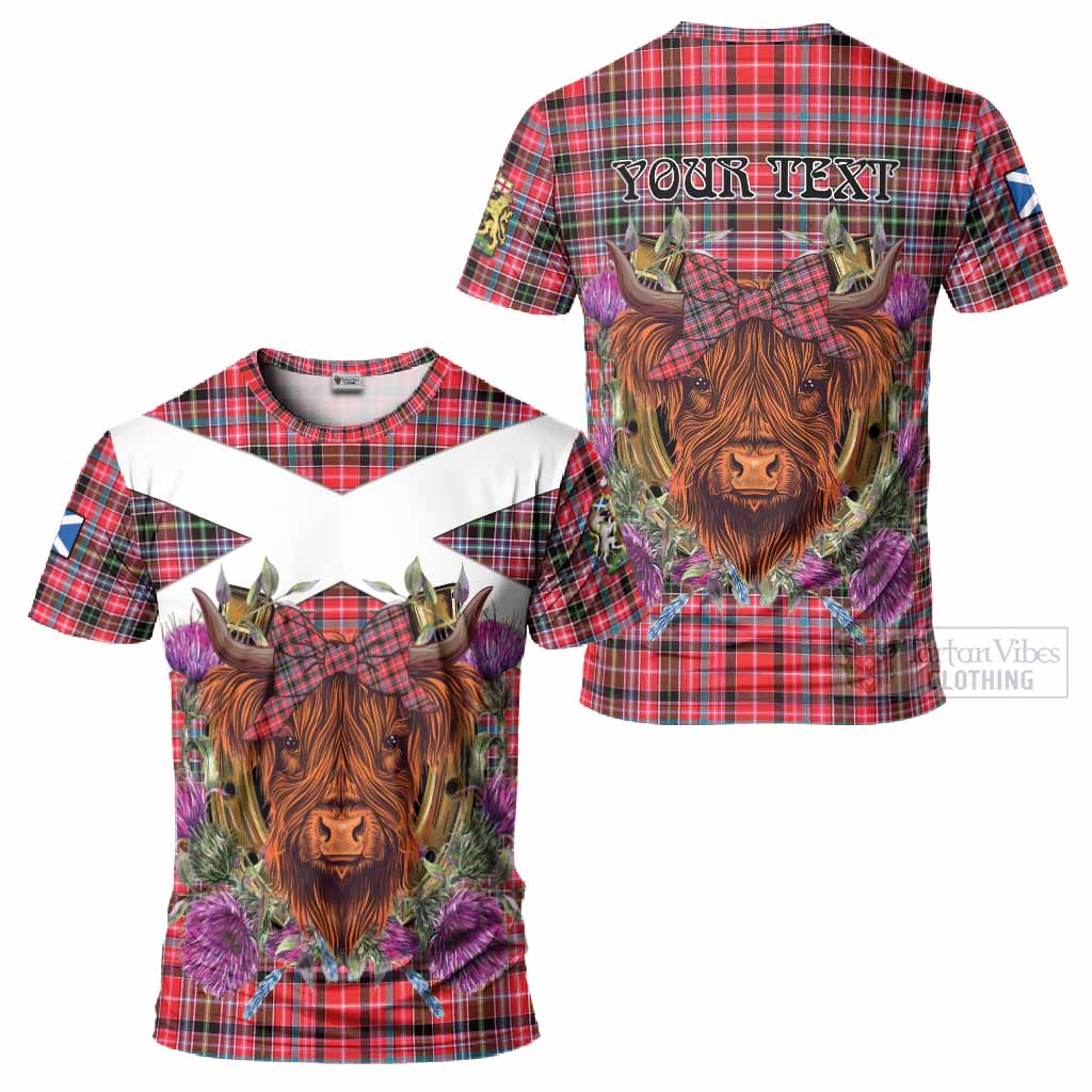 Udny Tartan T-Shirt Scottish Thistle Heilan Coo