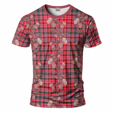 Udny Tartan T-Shirt Seamless Scottish Thistle Flowers
