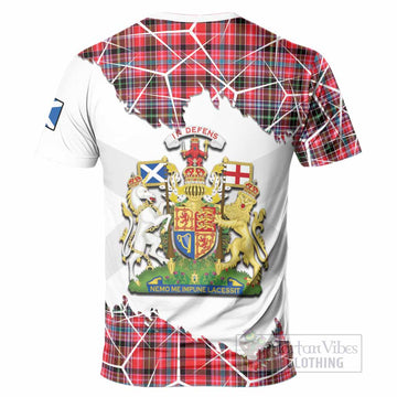 Udny Tartan T-Shirt with Family Crest and Lion Rampant Grunge Style