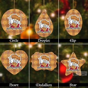 Ulster Tartan Christmas Aluminium Ornament with Scottish Gnome Playing Bagpipes Aluminium - Tartan Vibes Clothing