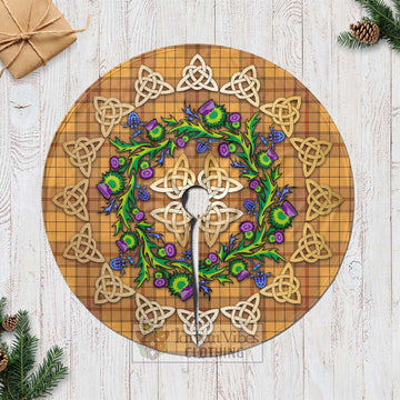 Tartan Vibes Clothing Ulster Tartan Christmas Tree Skirt with Thistle Celtic Knot Style
