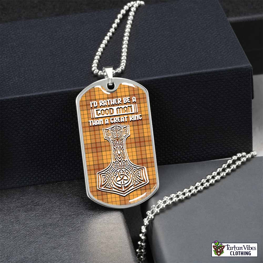 Ulster Tartan Dog Tag Necklace Viking Mjolnir Style Silver No - Tartan Vibes Clothing