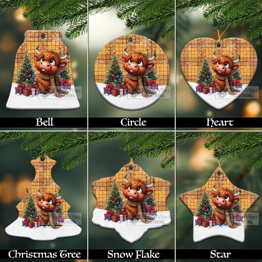 Ulster Tartan Christmas Ceramic Ornament with Adorable Highland Coo Ceramic - Tartan Vibes Clothing