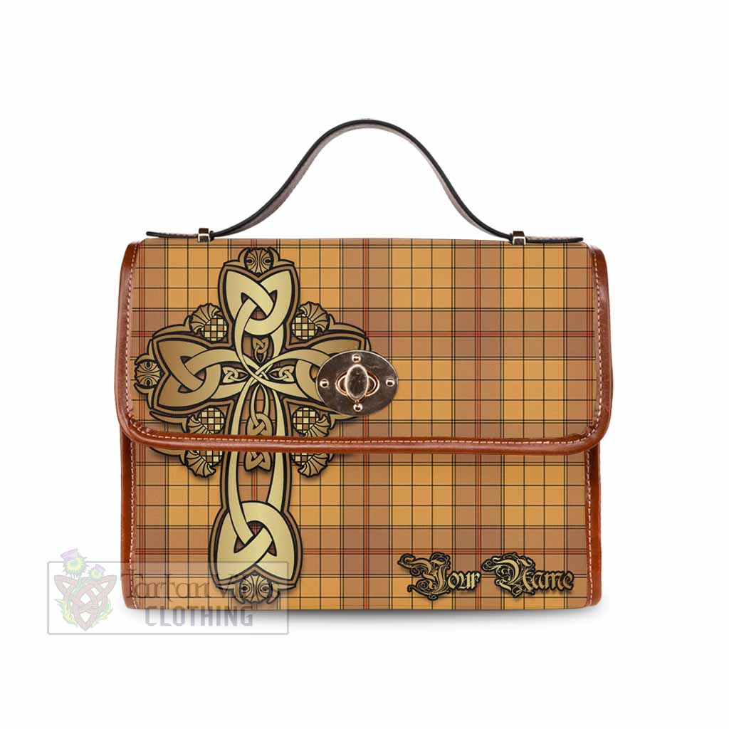 Tartan Vibes Clothing Ulster Tartan Waterproof Canvas Bag Golden Thistle Celtic Cross Style