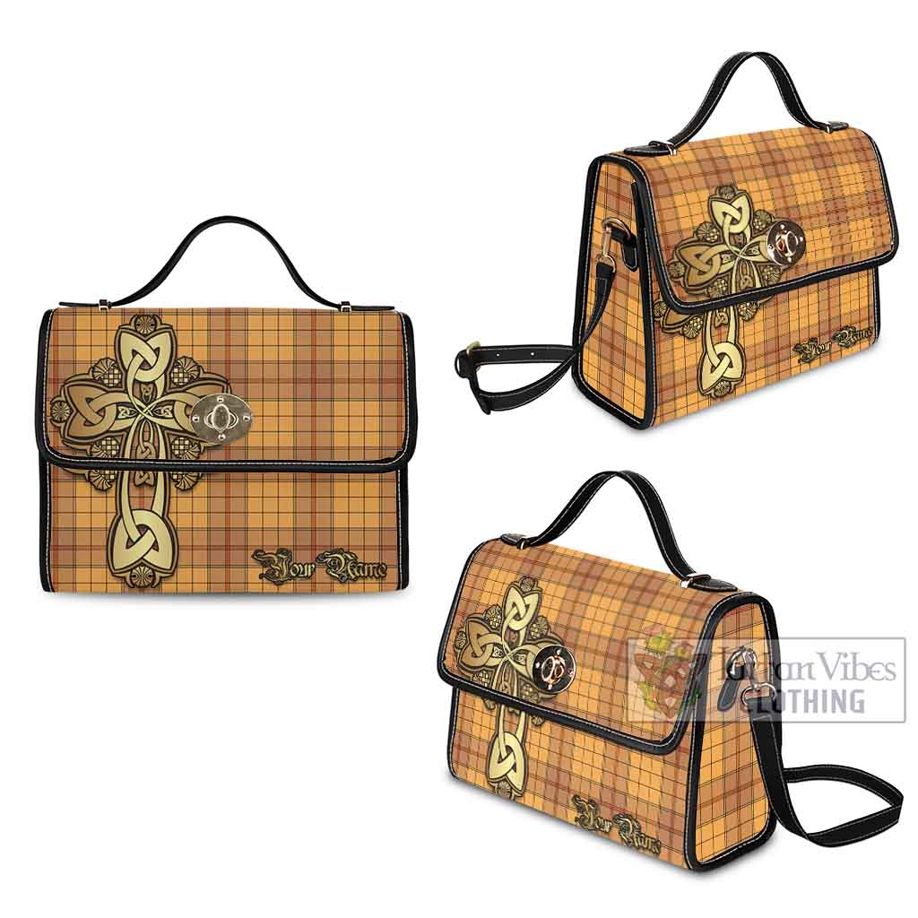 Tartan Vibes Clothing Ulster Tartan Waterproof Canvas Bag Golden Thistle Celtic Cross Style