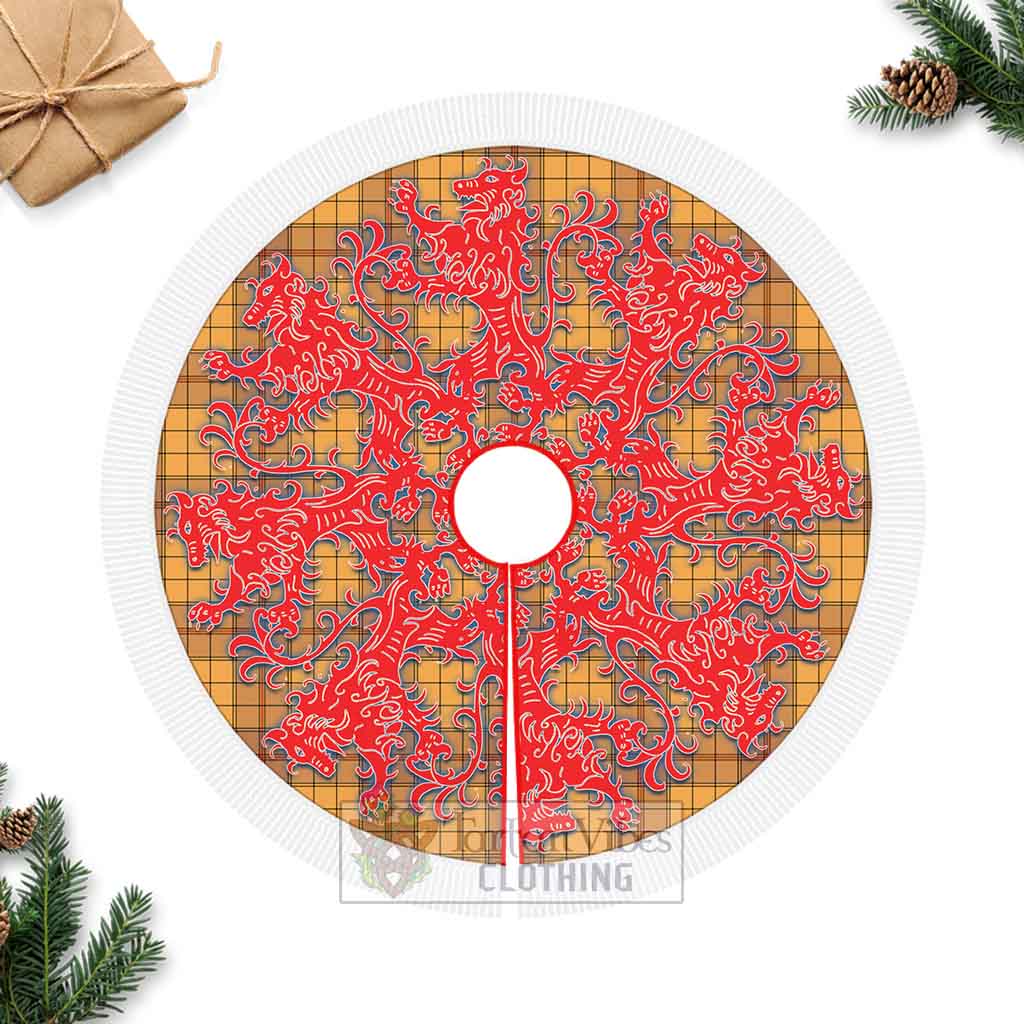 Ulster Tartan Christmas Tree Skirt Lion Rampant Style Fringed Tree Skirts - Tartan Vibes Clothing