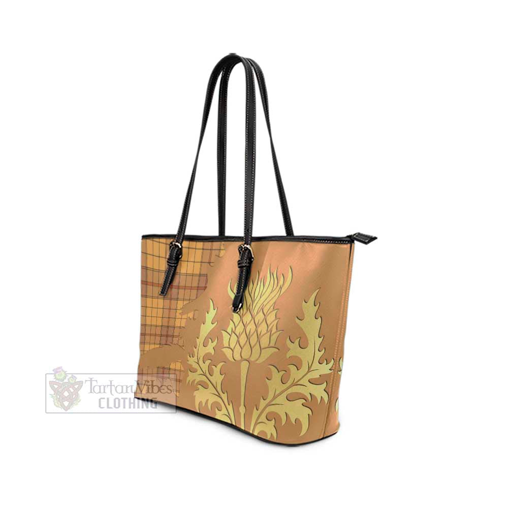 Ulster Tartan Leather Tote Bag Gold Thistle Style - Tartan Vibes Clothing
