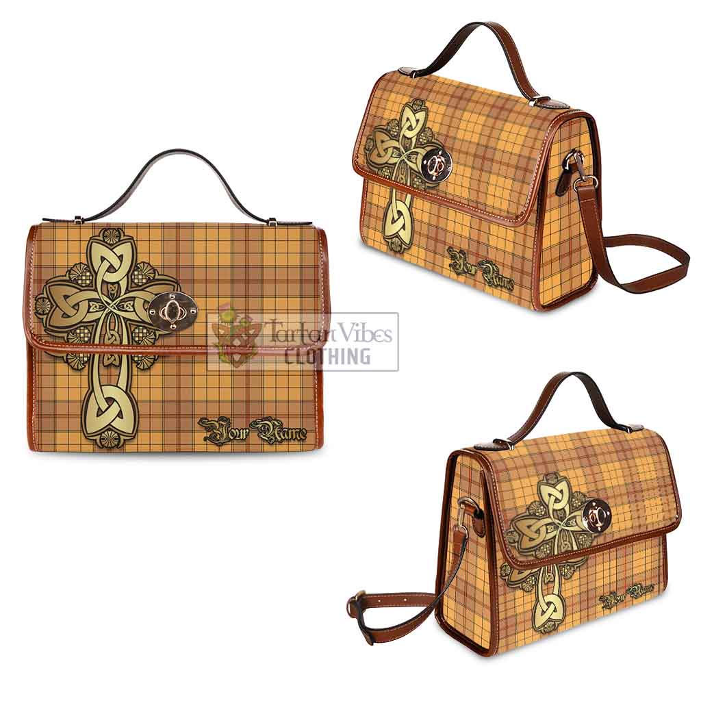 Tartan Vibes Clothing Ulster Tartan Waterproof Canvas Bag Golden Thistle Celtic Cross Style
