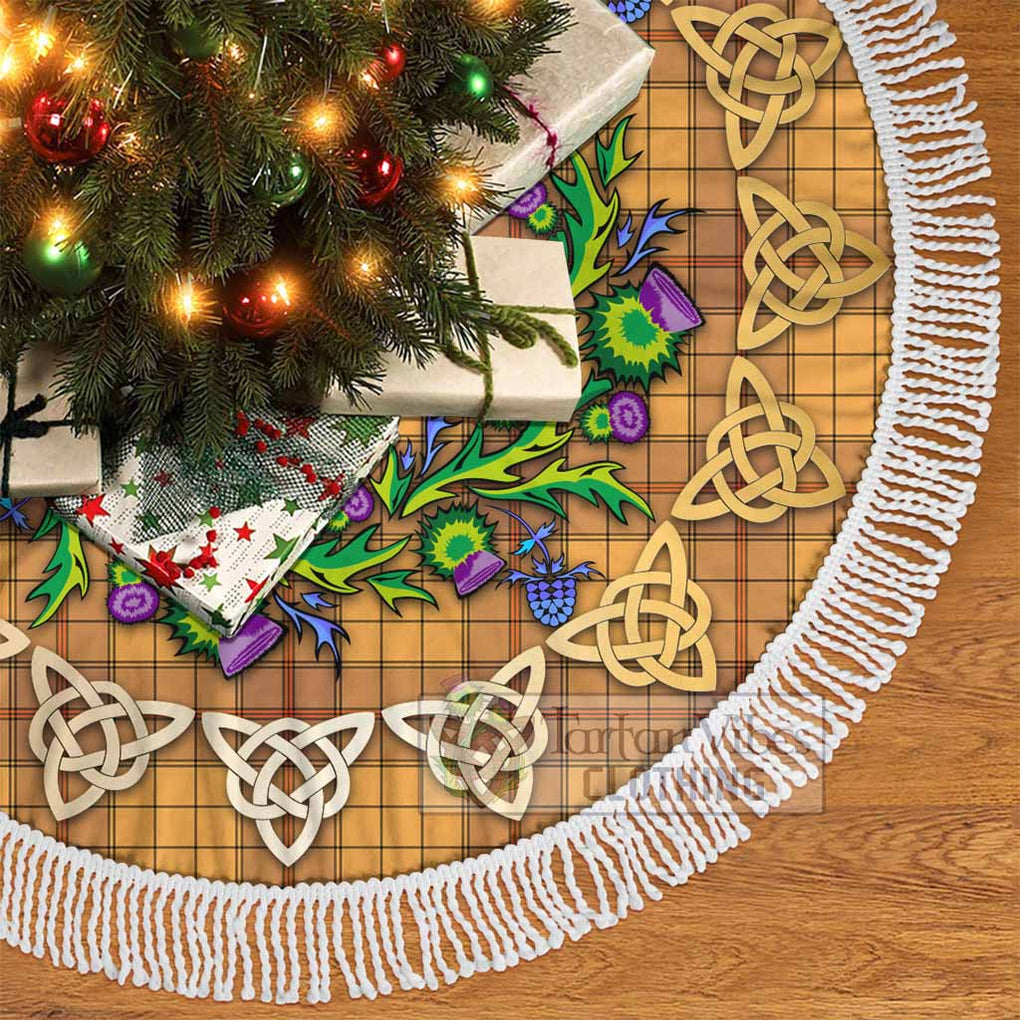 Tartan Vibes Clothing Ulster Tartan Christmas Tree Skirt with Thistle Celtic Knot Style