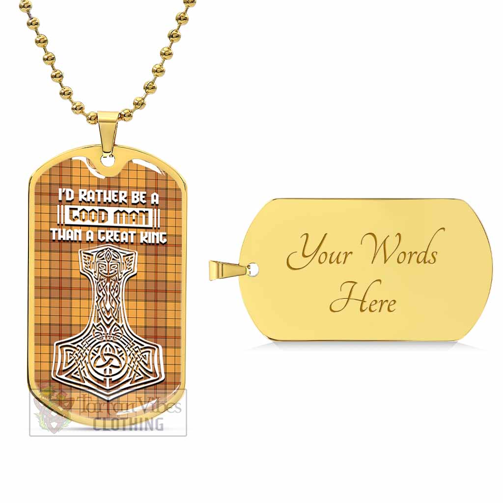 Ulster Tartan Dog Tag Necklace Viking Mjolnir Style Gold Yes - Tartan Vibes Clothing