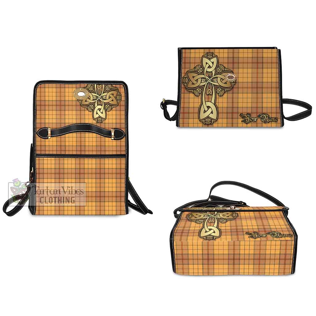 Tartan Vibes Clothing Ulster Tartan Waterproof Canvas Bag Golden Thistle Celtic Cross Style