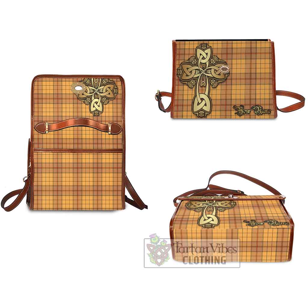 Tartan Vibes Clothing Ulster Tartan Waterproof Canvas Bag Golden Thistle Celtic Cross Style