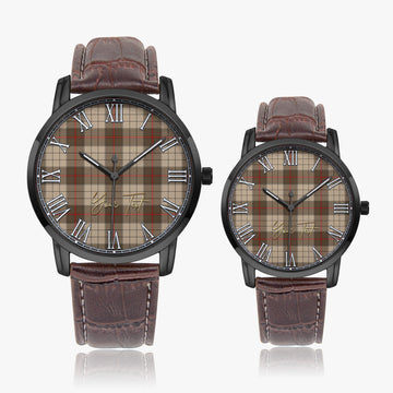 Ulster Brown Modern Tartan Personalized Your Text Leather Trap Quartz Watch