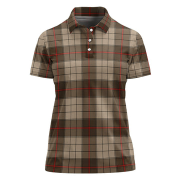Ulster Brown Modern Tartan Polo Shirt For Women