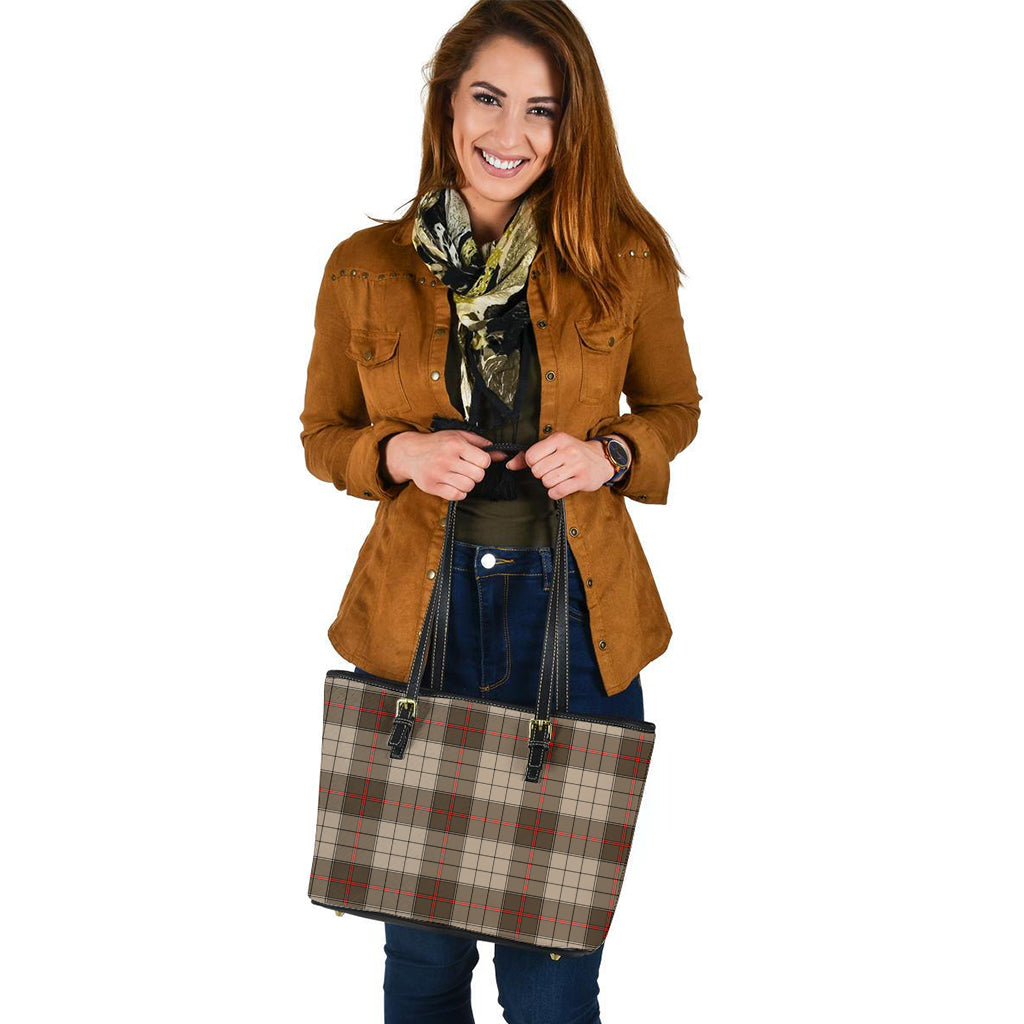 Tartan Vibes Clothing Ulster Brown Modern Tartan Leather Tote Bag